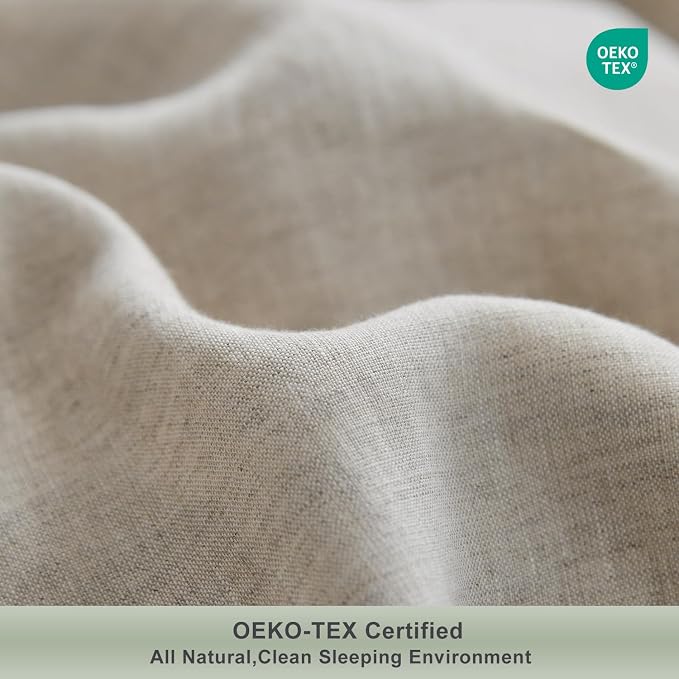 TOSMO 100% Linen Duvet Cover Set with Button Closure, 2 Pieces (1 Duvet Cover with 1 Pillowcase), Soft Breathable Durable Farmhouse Bedding - Twin, Natural Linen