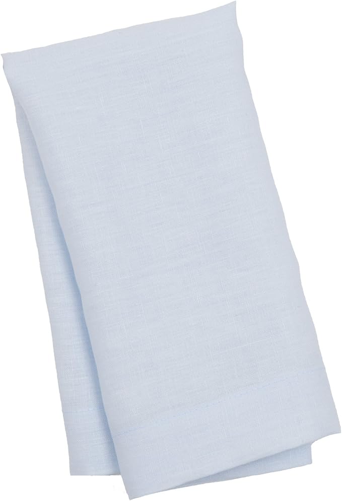 Huddleson Sky Blue Linen Napkin 20x20 (Set of Four) Luxury Italian Linen Napkin Sewn in US