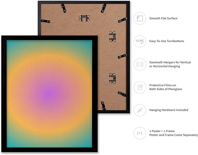 Monem Art Radiant Gradient Glow Print - Modern Abstract Color Field Poster - Wall Decor for Living Room, Bedroom or Office - 12x16 Black Framed Wall Art by Rs Lab Studio