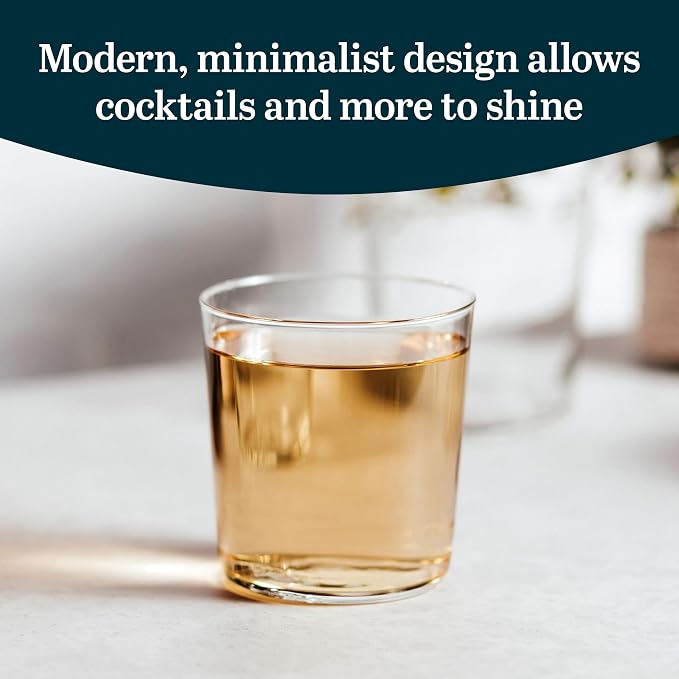 Libbey Café Rocks Glasses Set of 8, Dishwasher Safe Modern Cocktail Glasses, Versatile Bar Glassware Set for Casual Gatherings, Dinner Parties