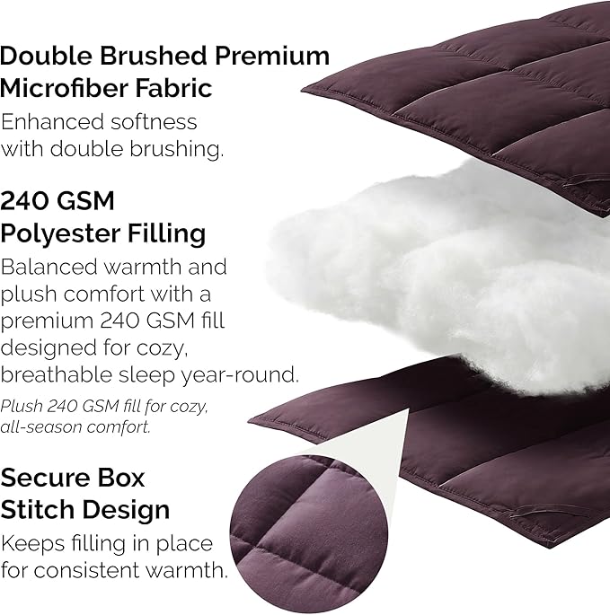 Southshore Fine Living, Inc. Comforter, Twin/XL Bedspread, Down-Alternative Purple Comforter for Twin Bed, Soft, Fluffy Comforters, Machine Washable, Pet Hair Resistant Bedding, Purple Comforters