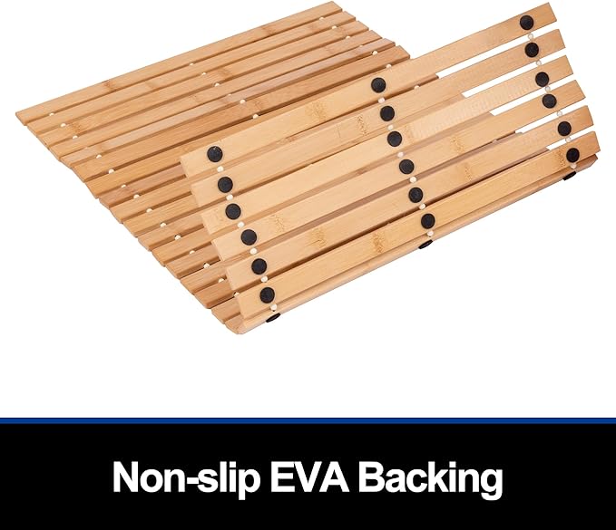 Bamboo Bath Mat Bathroom Rugs Floor Wood Shower Bathtub Waterproof Non Slip Accessories 16x24 Inch Easy to Clean, Natural Bamboo, 1 pc