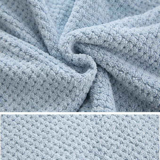 M-bestl 2 Pack Absorbent Microfiber Hair Towel Wrap,Anti-frizz Hair Drying Towel with Button to Dry Hair Quickly,25.6X9.8 inch (Gray&Blue)