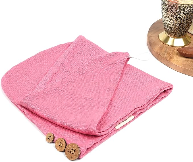Banana Double Cloth Hair Towel, Hair Wrap for Women, Towel for Long & Short Hair, Anti-Frizz Shower Hair Towels with Button, Quick-Drying Hair Cap Pack of 3 Desert Rose - Pc 3