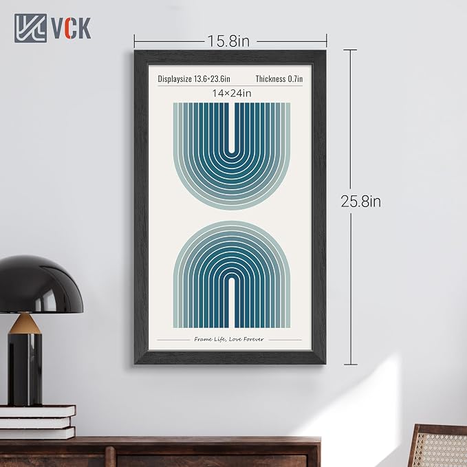 VCK 14x24 Picture Frame 3 Pack, Black Poster Frame MDF Wood with Polished Plexiglass, Wall Mounting Horizontal & Vertical Display