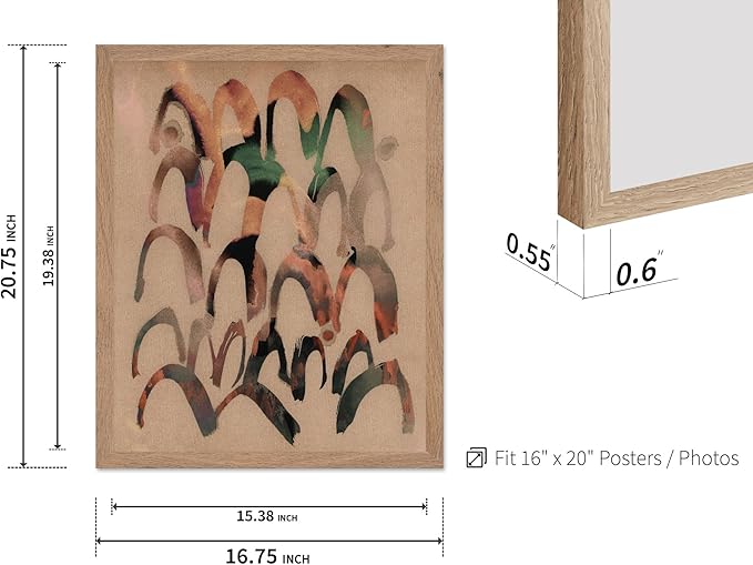 Monem Art Abstract Arch Mark Making Painting Print - Contemporary Peach and Mocha Art Poster - Wall Decor for Living Room, Bedroom or Office - 16x20 Beige Framed Wall Art by Renee Stramel