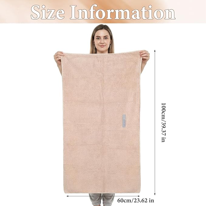 Microfiber Hair Towel Wrap for Women Extra Large Hair Turban Anti-Frizz Hair Drying Towel with Elastic Band for Curly Long Thick for Hair Bath Gym Travel Spa