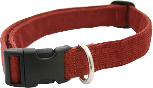 Hemp Corduroy Dog Collar - No Pattern (3/4" Medium, Rust)