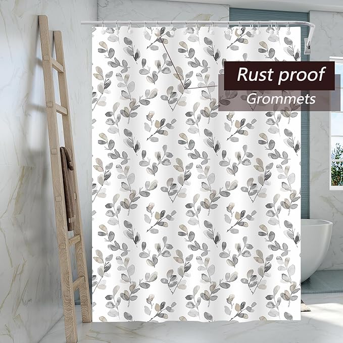 TIKABC Shower Curtain Liner, 4G PEVA Mimosa Shower Liner, Plastic Waterproof Shower Curtains, 72x72 inch with Grommet Holes 3 Magnetic Weights