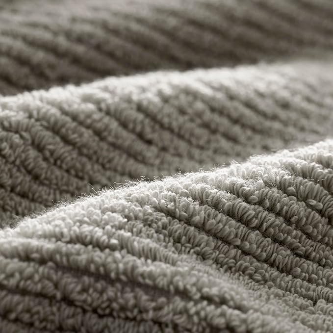 BOLL & BRANCH Turkish Ribbed Bath Towel - Pewter - 100% Organic Turkish Cotton - Soft Absorbent Quick Dry Luxury Spa Bath Towel with Ribbed Texture - Durable Sustainable Comfort