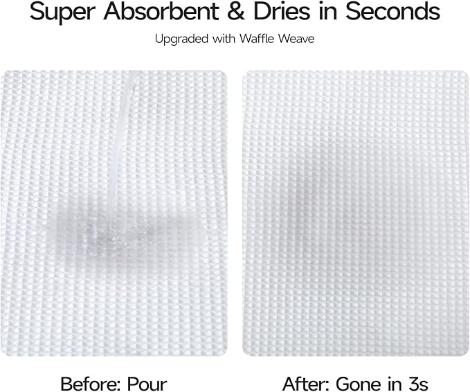 ecolook 4 Piece Waffle Bath Towel Set, 100% Cotton Lightweight & Quick-Dry Bath Towels, Ultra-Absorbent and Breathable, Lint-Free Hotel & Spa Towels for the Bathroom, Gym and Travel - White