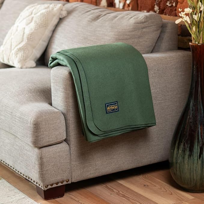 Arcturus Bighorn 100% Virgin Wool Blanket | Heirloom-Quality Wool Bedding for Home & Cabin | Warm, Thick & Durable (King Size, Sage)