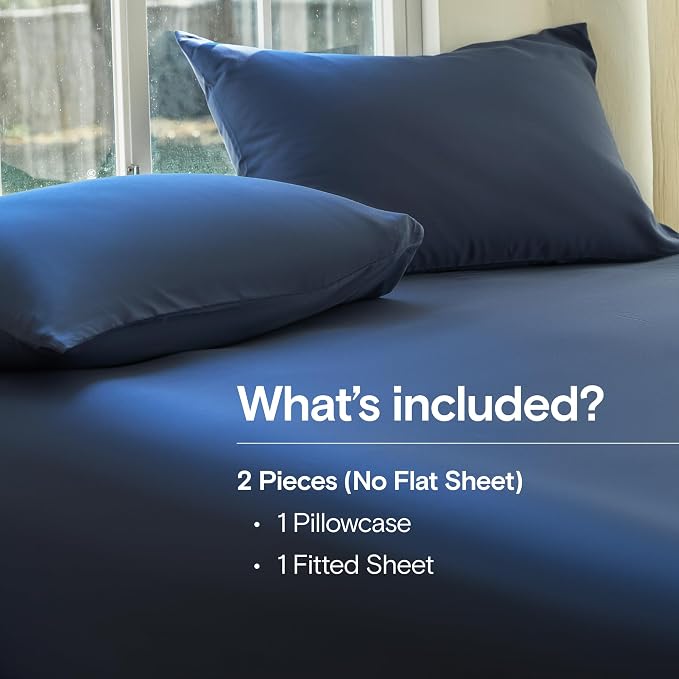 DOZ Sheet Set, 100% Viscose derived from Bamboo, Organically Grown, Buttery Soft, Cooling Sheets, High GSM, Deep Pockets - 2 Piece - 1 Pillowcase 1 Fitted Sheet (Sapphire, Twin XL)