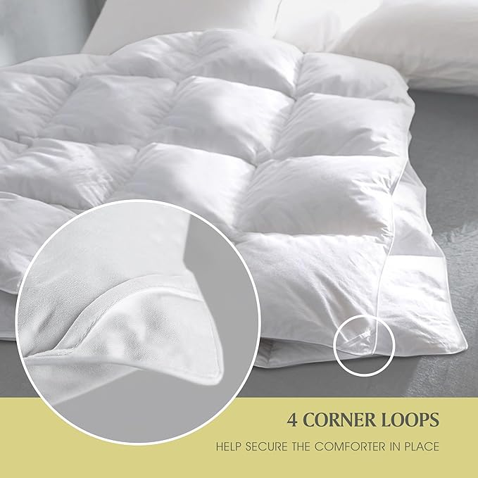 Farm To Home Luxury Comforter Organic Cotton All Season Fluffy Lightweight Down Alternative Machine Washable Comforter for Bedroom, Full/Queen