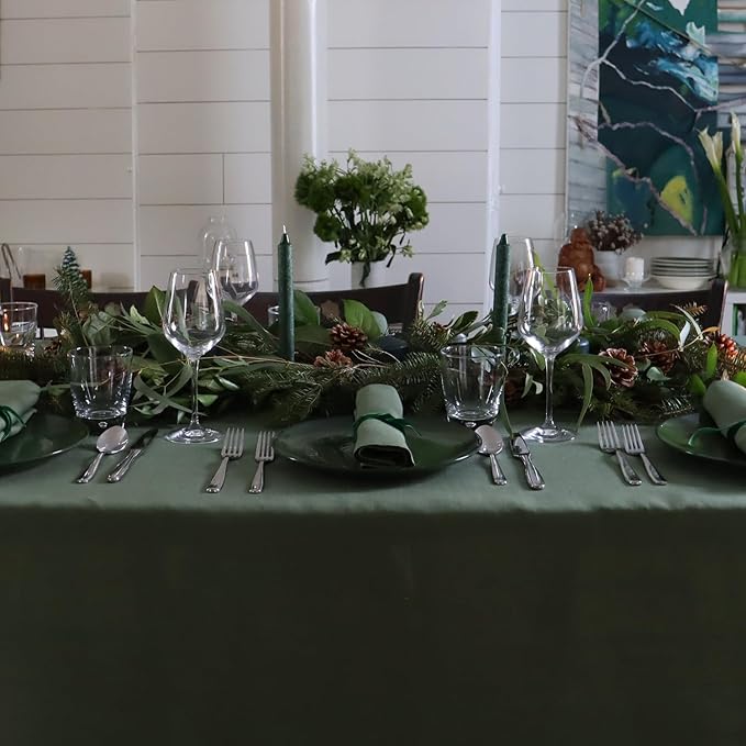 Huddleson Hunter Green Linen Napkin 20x20 (Set of Four) Luxury Italian Linen Napkin Sewn in US