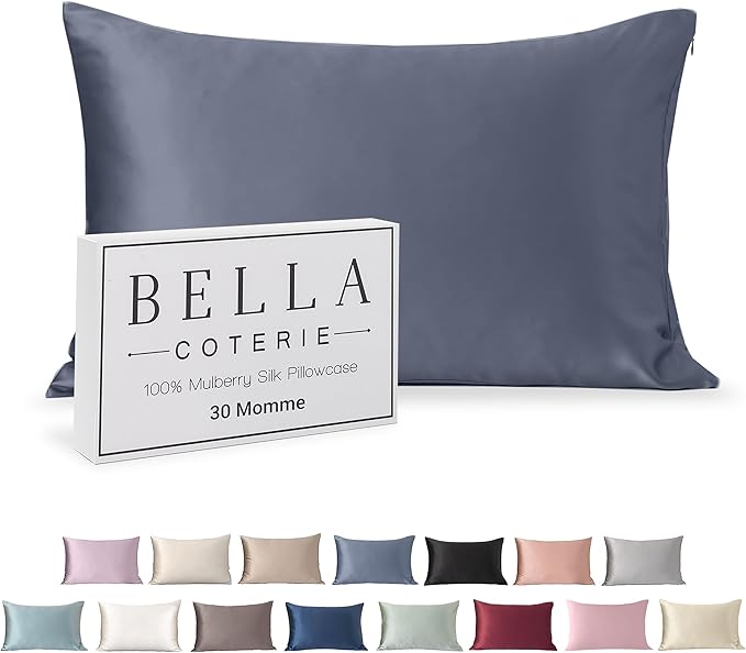 Bella Coterie Luxury Silk Pillowcase for Hair and Skin | 30 Momme | 100% Pure 6A Mulberry Silk | Super Soft | Perfectly Plush [Standard, Cobalt]