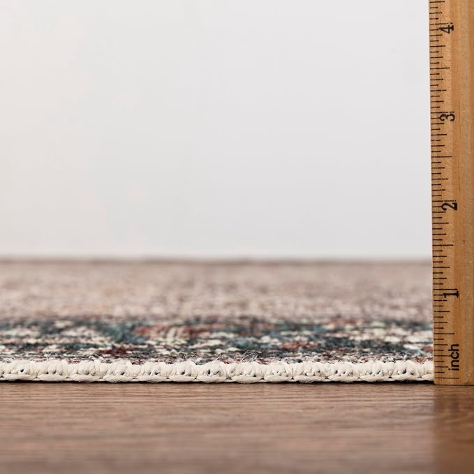 Keen Home Design 6x9 Rug - Machine Washable Area Rug with Non-Slip Backing, Ideal for Living Room, Dining Room, Bedroom - Vintage, Easy Clean, Durable, Low Pile - (6' x 9')