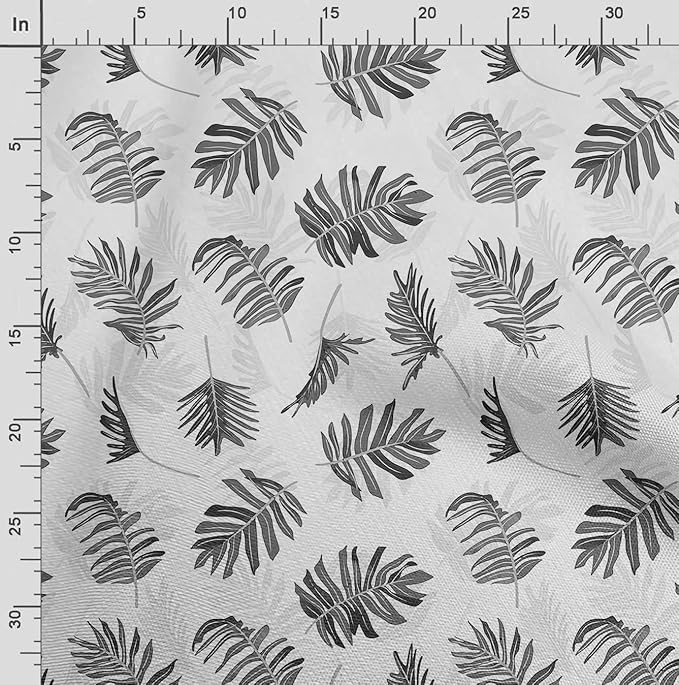 Soimoi Lightweight Cotton Voile Fabric, White - Leaves Print, Unstitched Material - 42 Inch Width, Ideal for Making Summer Dresses, Blouses, Lingerie, Sheer Curtains, Garment Linings, 1 Yard
