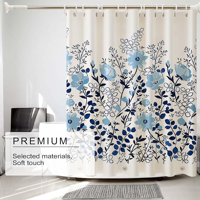 TIKABC Shower Curtain Liner, 4G PEVA Shower Liner, Plastic Waterproof Shower Curtains, 72x72 inch with Grommet Holes 3 Magnetic Weights