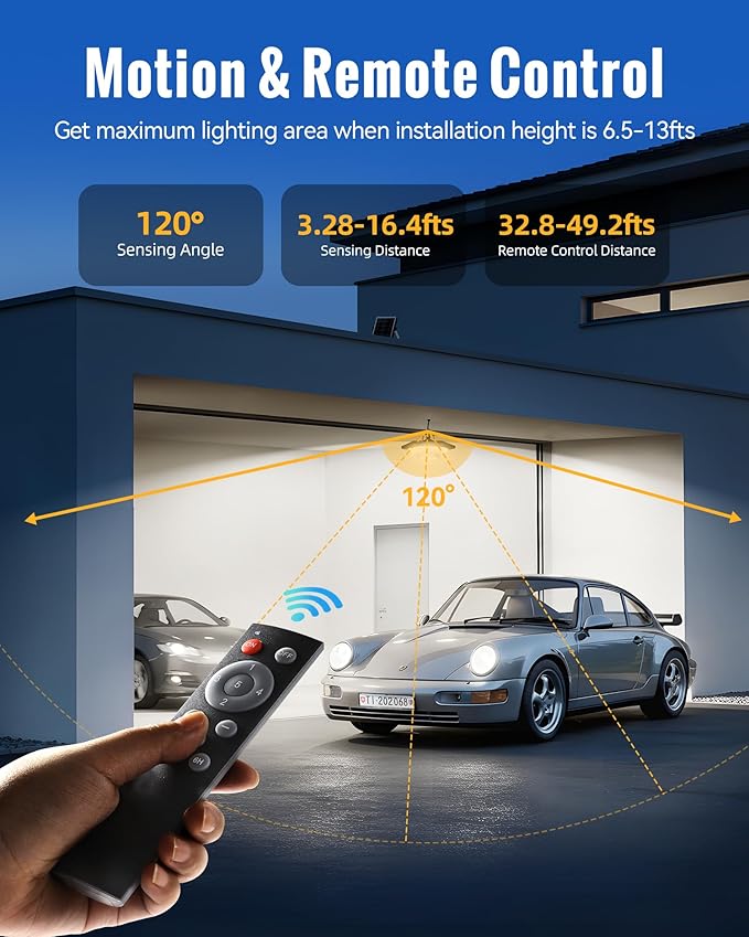 Solar Indoor Outdoor Shed Light with 4000LM, Upgrade 228 LED Solar Pendant Light Daytime Available with Motion Sensors 3 Color Temperature Remote Control for Gazebo,Shed, Garage, Barn