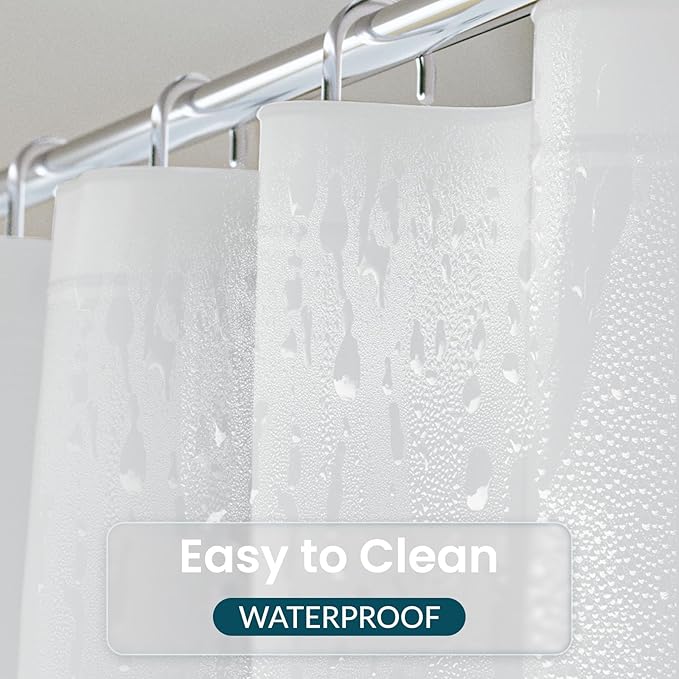 Titanker White Shower Curtain Liner, 60 x 72 PEVA Shower Liner Inside Shower Curtain Liner Washable Shower Curtains for Bathroom with Magnets and Rustproof Metal Grommet Holes