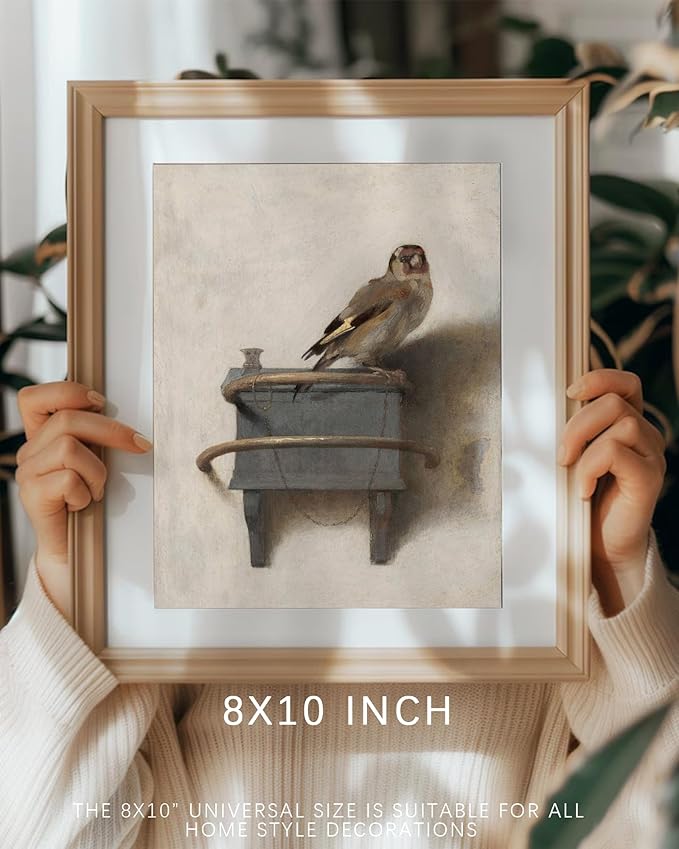 Vodefoad Retro Bird wall art Neutral bird Still Life Canvas Prints Painting Cottage Oil Art Print Country Field Style Birds Vintage Wall Decor for Gallery Kitchen Living Room Bedroom (UNFRAMED 8x10in)