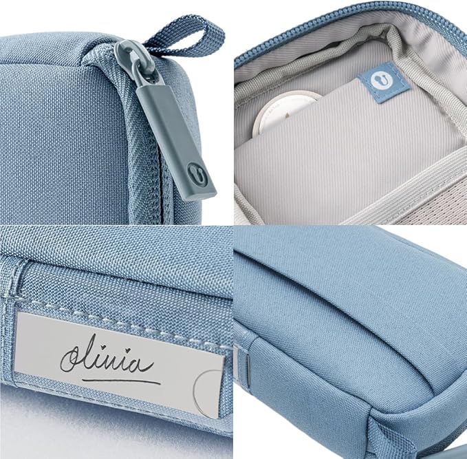 Folio Mini Small Tech Gear Pouch with Label Identification for Daily Travel, Gym, Work Organizer for Cables Chargers, Electronic Accessories (Arctic Blue)