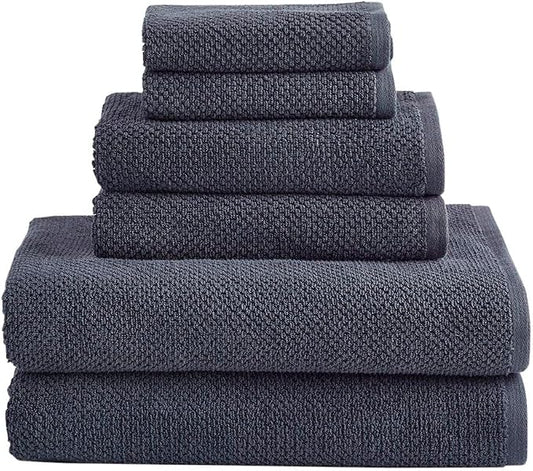 Organic Cotton Textured Towels - Charcoal - 2 Bath Sheets