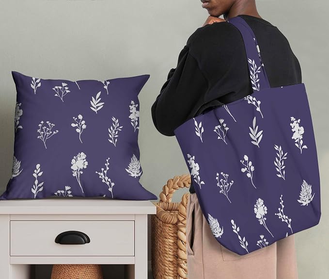 Soimoi Heavyweight Cotton Poplin Fabric Material, Purple - Floral Printed-42 Inch Width, Natural Cotton Material for Quilt Making, Dresses, Skirts, Pajamas, Pillowcases, Tablecloths, Kurtis, 1 Yard