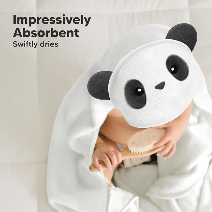 KeaBabies Baby Hooded Towel and Baby Hair Brush - Soft Bath Towels with Hood for Kids and Infant, Wooden Hairbrush with Soft Goat Bristles for Cradle Caps
