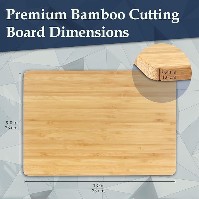 BambooMN Bamboo Cutting Board - 13" x 9" x 0.40" w/Kitchen Scissors Set (Scissor & Peeler) - Red & Black - 1 Set