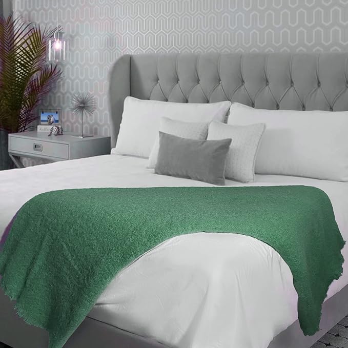Biddy Murphy Ultra Soft Irish Mohair & Wool Throw Blanket, Made in Ireland, 54"x72", Solid Green