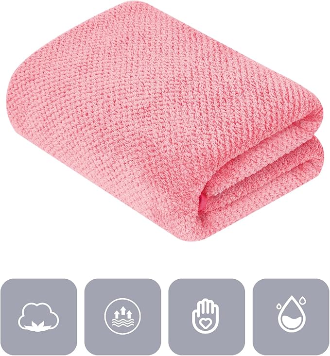MaopaoBeauty Microfiber Bath Towel Set Pack of 2, 35 x 70 Inches - Light Thin Quick Drying Highly Absorbent Bath Towel for Bath, Fitness, Yoga, Travel, Sport and Shower (2PCS Hot Pink)