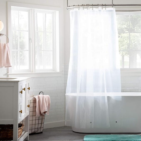 Linenspa Clear 4G Shower Curtain Liner – PEVA Waterproof Vinyl – 72 x 72 Inch Standard Shower Liner - Dorm Room Essentials