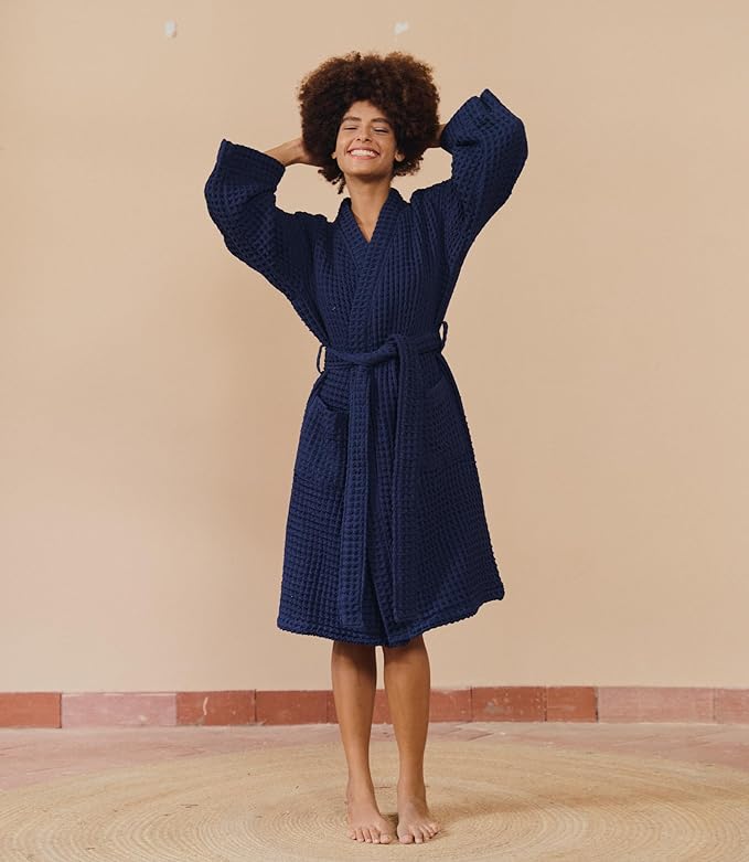Luxury Organic Japanese Cotton Hotel & Spa Waffle Bathrobe for Men and Women (Hooded/Kimono)