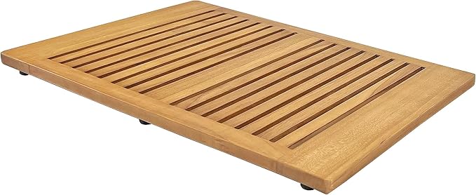 Asta SpaTeak Bathroom Floor Mat, Solid Teak Shower, Spa, Door Mat, Indoor Outdoor Floor Mat, TB-824R (24" x 16")