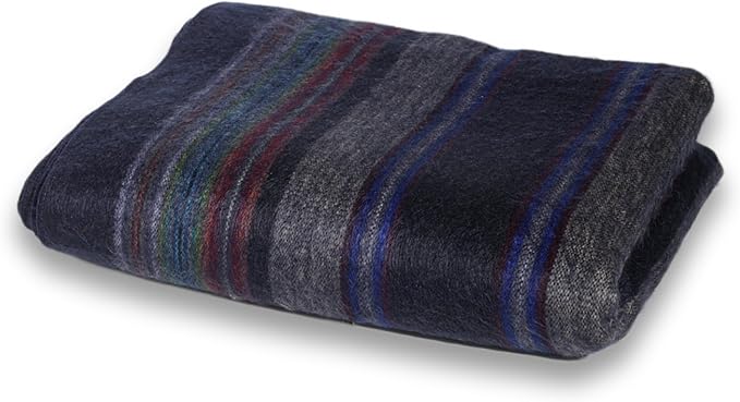 Alpaca Wool Throw Blanket | Warm, Ultra-Soft, 85" x 65" | Breathable, Non-Itchy Blanket-Throw | Hypoallergenic and Beautiful Fabric (Dark Blue)