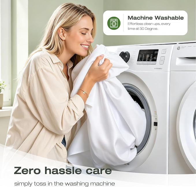 White Shower Curtain Liner 72 x 74 Inches Long, Water Repellent Polyester Bathroom Fabric Shower Curtains for Spa and Hotel Quality, Machine Washable