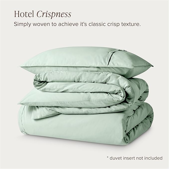 Bare Home 100% Organic Cotton Extra Long Duvet Cover Set - Crisp Percale Weave - Lightweight & Breathable - Cooling Duvet Cover Set (Twin/Twin XL, Willow)