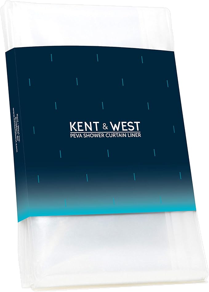 Kent & West - PEVA Shower Curtain Liner | PVC Free | Clear & Durable | Metal Grommets | 9 Gauge | Bottom Magnets | 84" W x 72" H (Extra Wide)