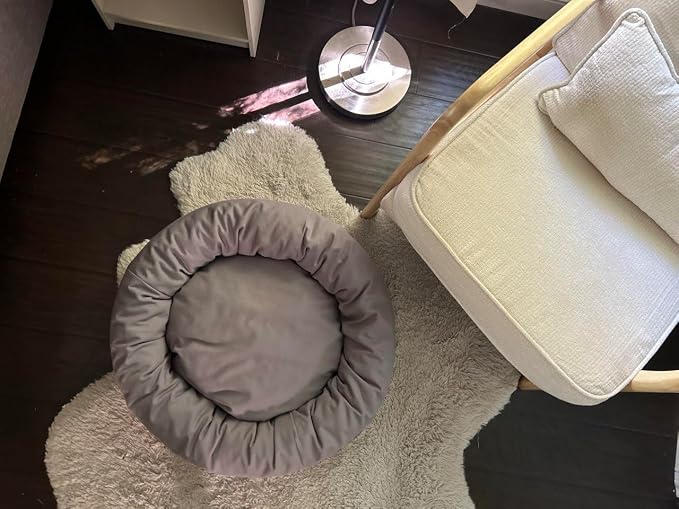 Organic Cotton Canvas Dog Bed: Removable Cover, Natural Fill - Made in USA (Blue Gray, X Small 18" x 6" inches)