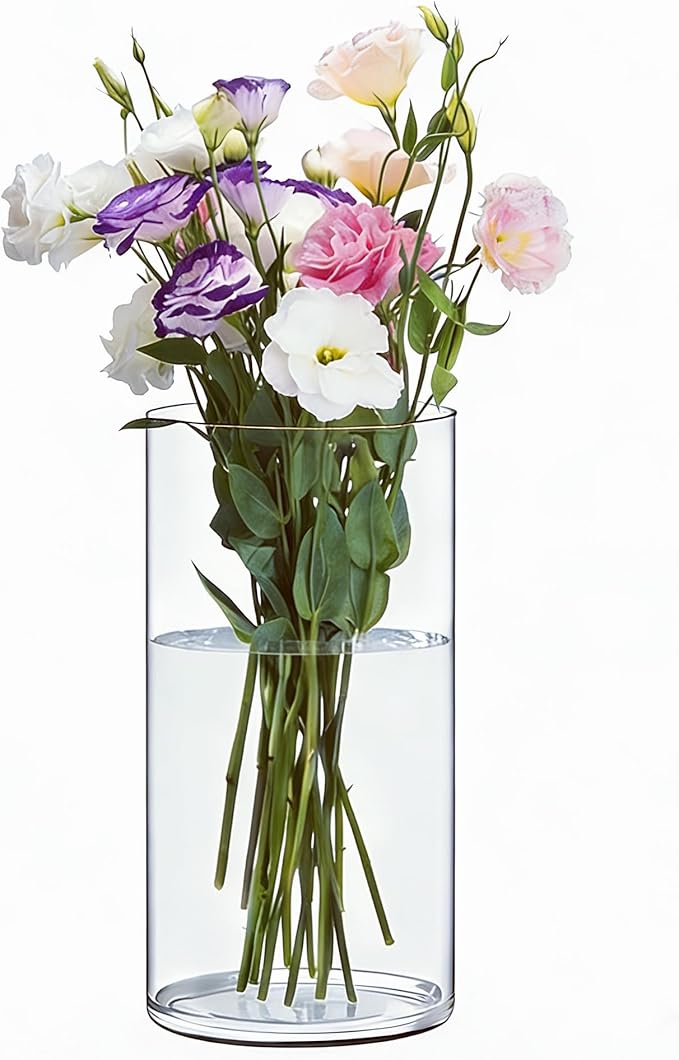 Acrylic Flower Vase Cylinder, 7.86" Tall Clear Plastic Vase for Centerpieces - Shatterproof Wedding, Event & Home Decor Vase, 3.94"X7.86" Tall Round - Clear