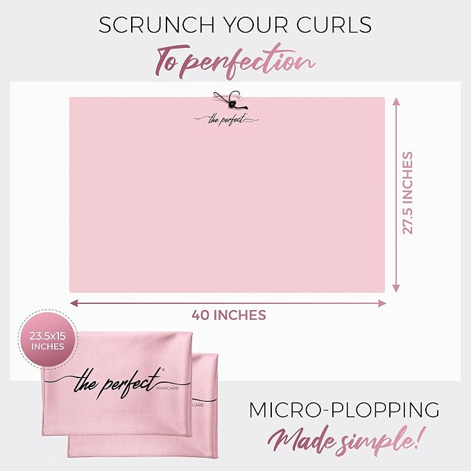 THE PERFECT HAIRCARE Microfiber Hair Plopping Towel Set – Super Absorbent Anti-Frizz Hair Drying Wrap + 2 Curl Scrunching Towels – Fast Drying, Lightweight Wrap for Women, Girls & All Hair Types