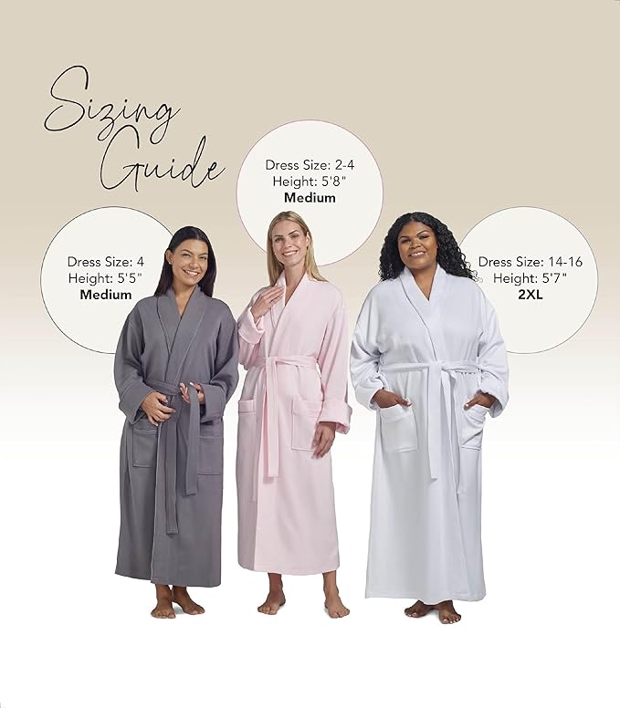 Boca Terry Women's Soft Waffle Knit Robe, Long Spa, Resort & Hotel Bathrobe, Luxury Bath Robe