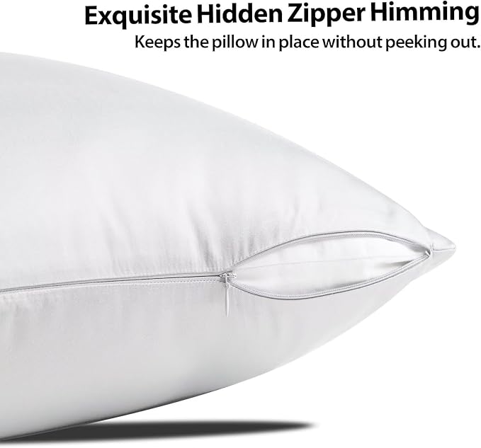 4 Pack Cooling Pillow Cases,Viscose Derived from Bamboo Pillow Protectors Standard Size Set of 4, 400 Thread Count Soft Silky Breathable Summer Pillow Cover with Zipper Hidden (4PCS, Standard,White)
