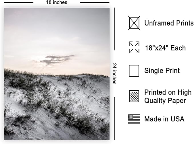 Monem Art Snowy Sand Dunes Landscape Print - Minimalist Winter Nature Poster - Wall Decor for Living Room, Bedroom or Office - 18x24 Unframed Wall Art by Mareike Bohmer