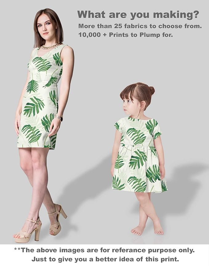 Soimoi Leaves Print - Green, Viscose Rayon Fabric Material - 42 Inch Wide, 1 Yard, Unstitched Material for Dresses, Blouses, Skirts, Sleepwear, Kids Clothing