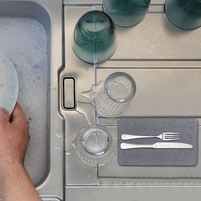 Water Absorbing Stone Tray for Sink - Anti-Slip Quick-Dry Diatomaceous Stone Tray - Water Absorbent Coasters, Soap Holder, Soap Dish for Hand Soaps & Plants & toiletries in The Modern Home