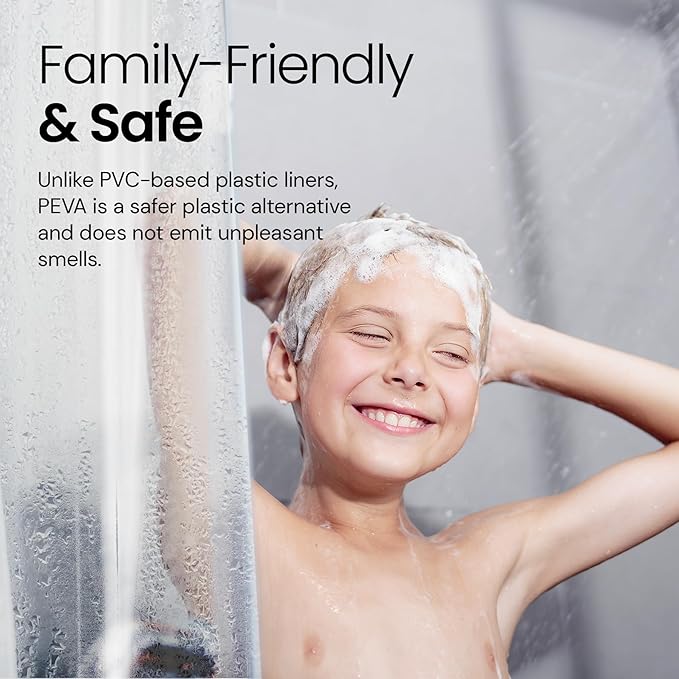 LiBa Bathroom Shower Curtain with 12 Shower Rings- Waterproof Plastic Shower Curtain Premium PEVA Non-Toxic with Rust Proof Grommets Frosted 10G Heavy Duty Bathroom Accessories 72x72