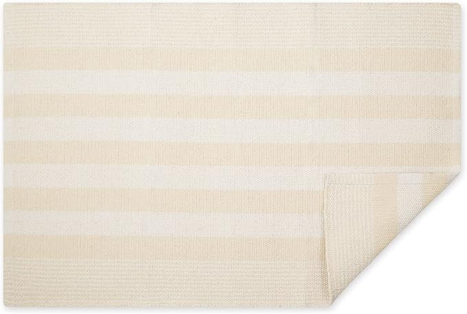 DII Woven Rag Rug Collection Recycled Yarn Cabana Stripe, 2x3', Natural